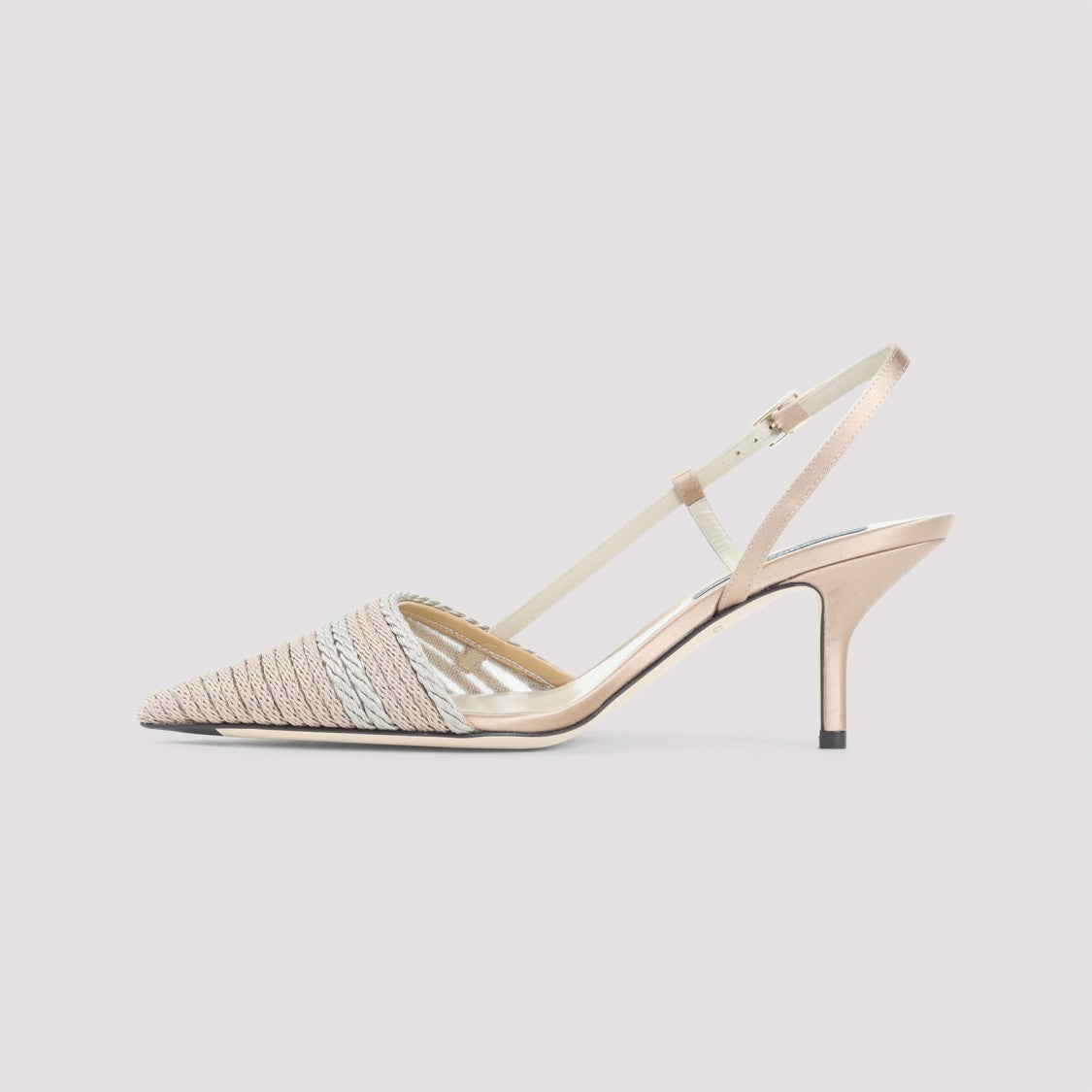 Giorgio Armani Pointed Toe Pumps With Textured Woven Pattern And Slim Heel