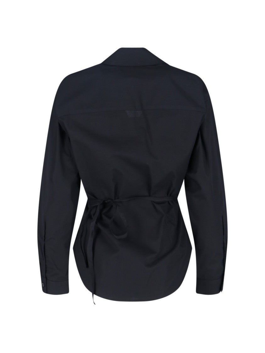 Diesel Asymmetrical Black Cotton Shirt With Curved Hem