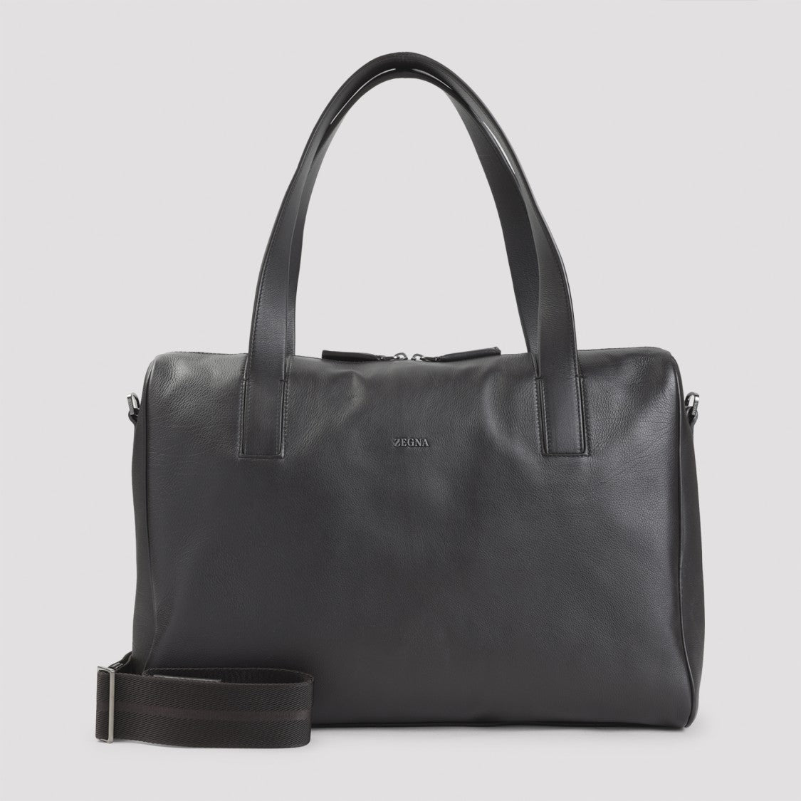 Zegna Spacious Calf Leather Shopper Bag