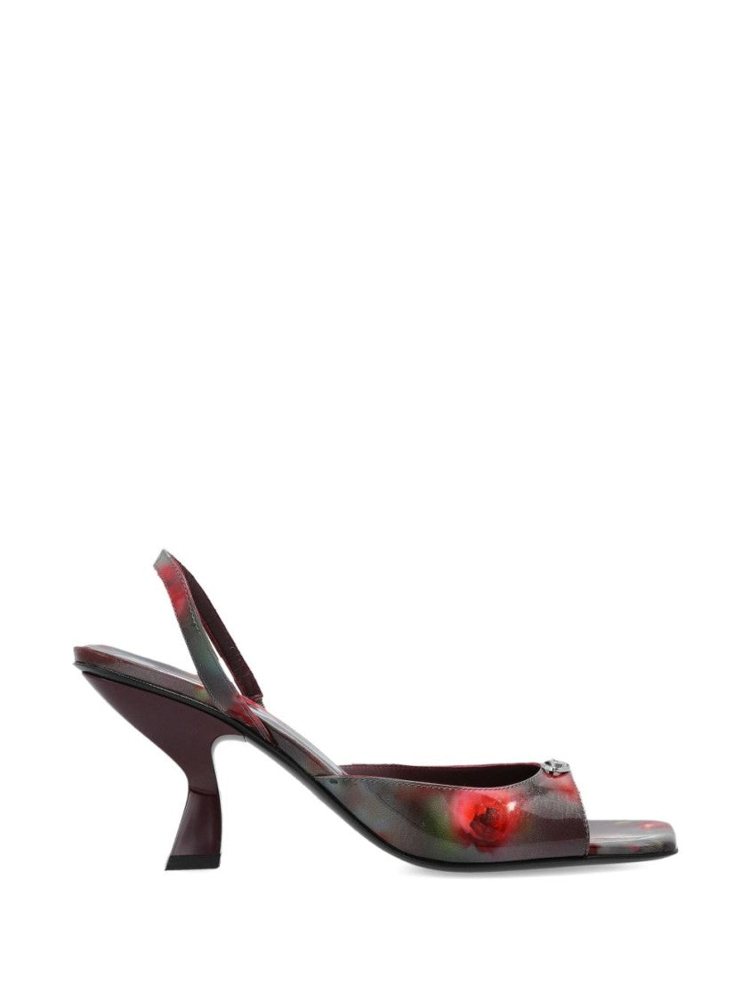 Diesel Multicolour Dark Red Floral Sculptured Sandals
