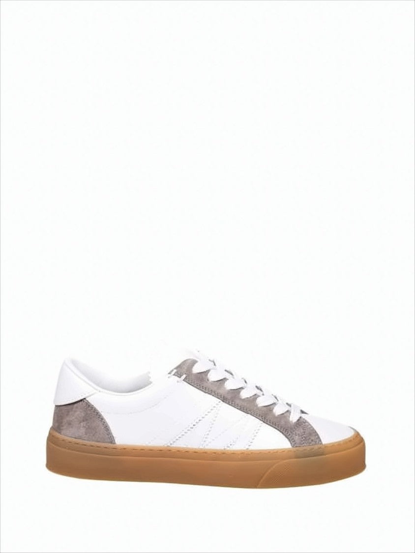 Moncler Low-Top Sneakers With Taupe Suede Overlays And Gum Rubber Sole