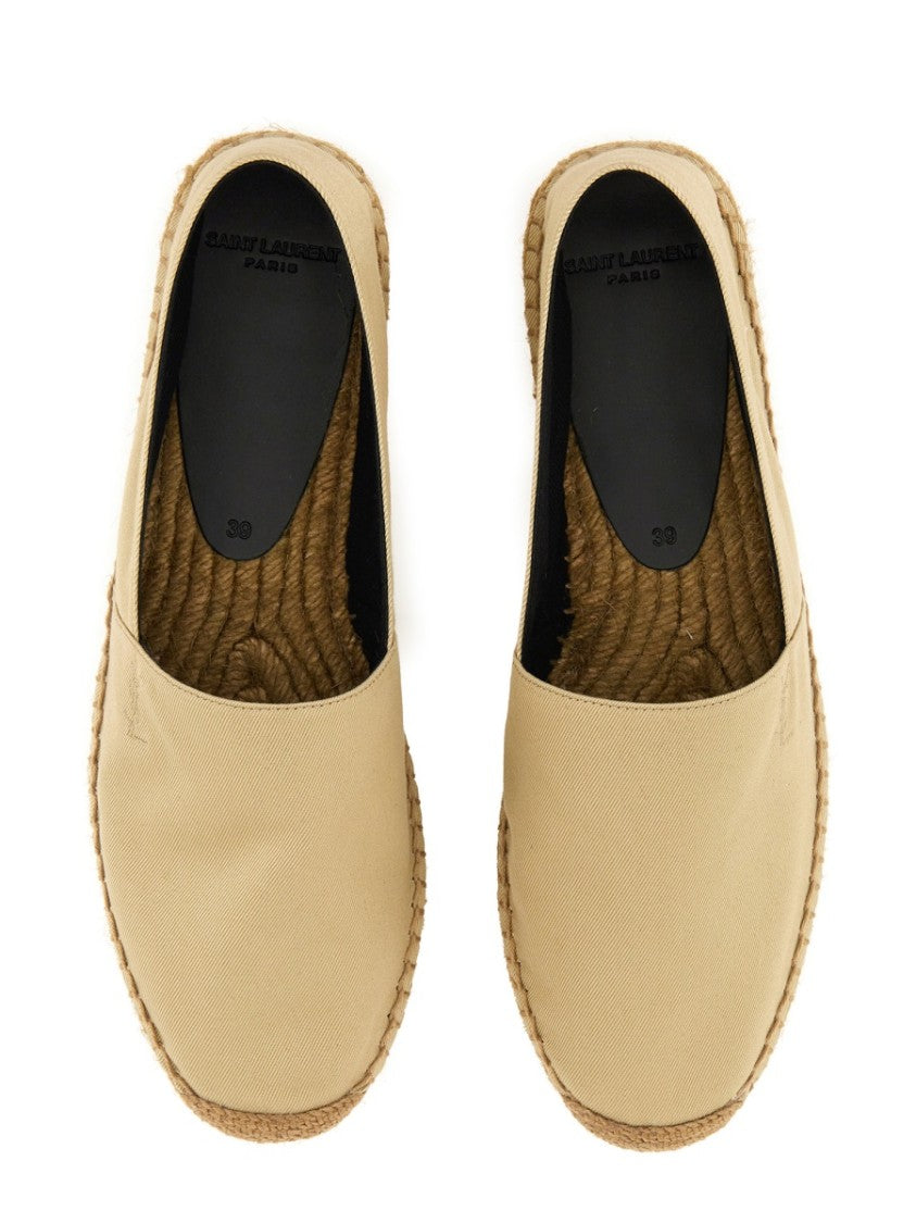 Saint Laurent Gabardine Slip-On Espadrilles With Jute-Wrapped Sole