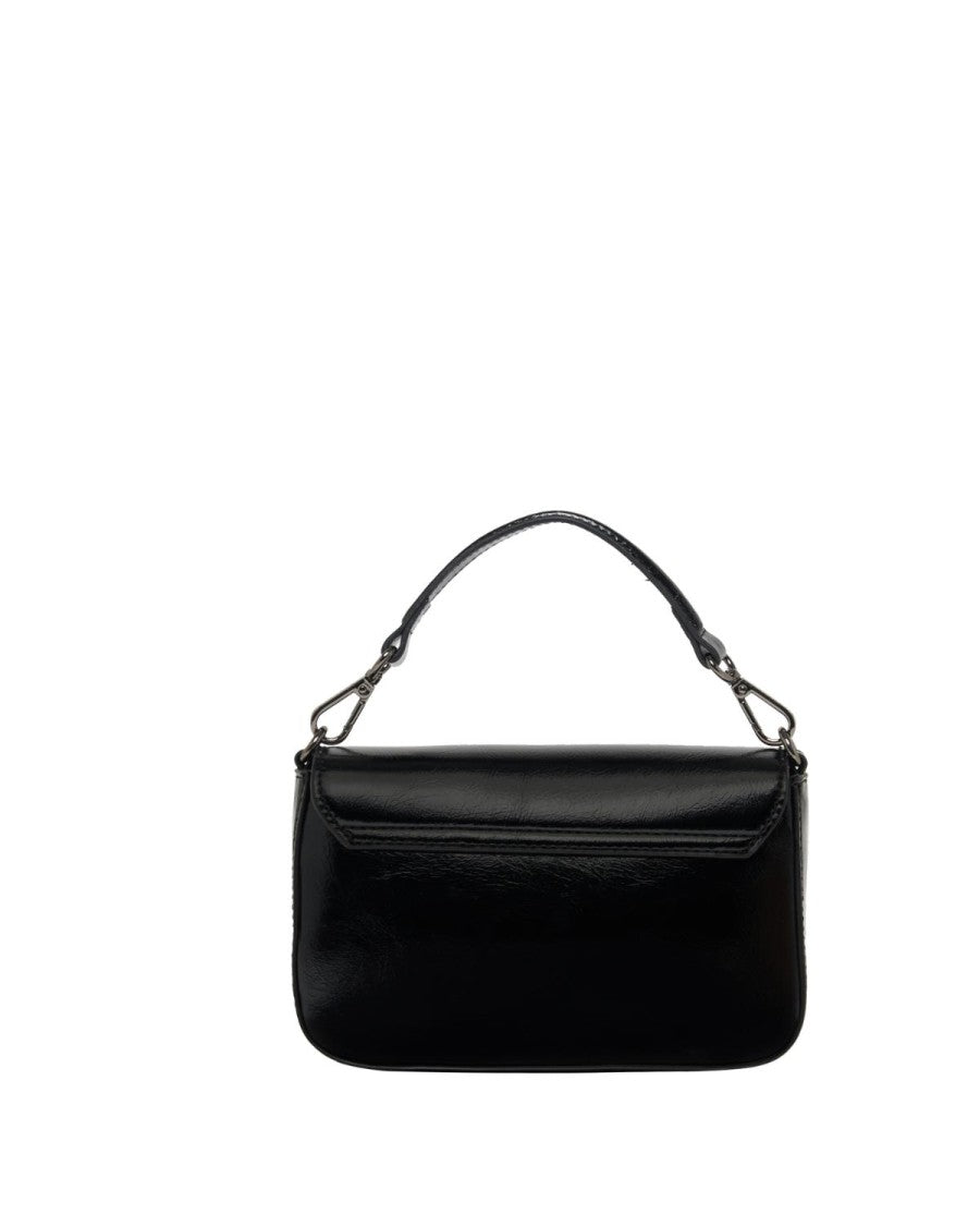 Richmond Glossy Black Shoulder Bag With Detachable Strap