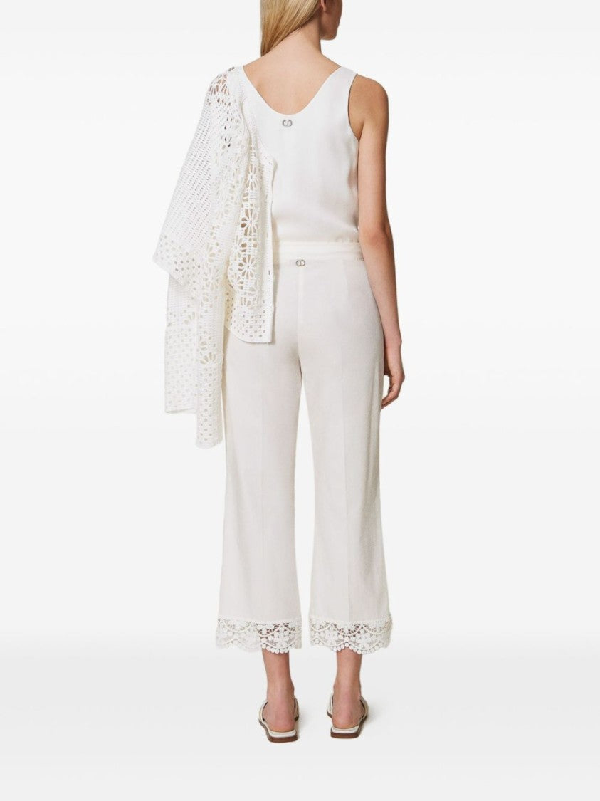 Twin-Set Cropped Stretch Cotton Poplin Pants