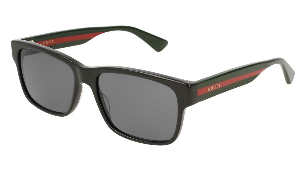 Gucci Bold Square Frame Gucci Sunglasses With Colorful Striped Temples