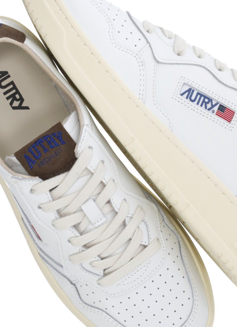 Autry White Medalist Low Suede Upper Sneakers