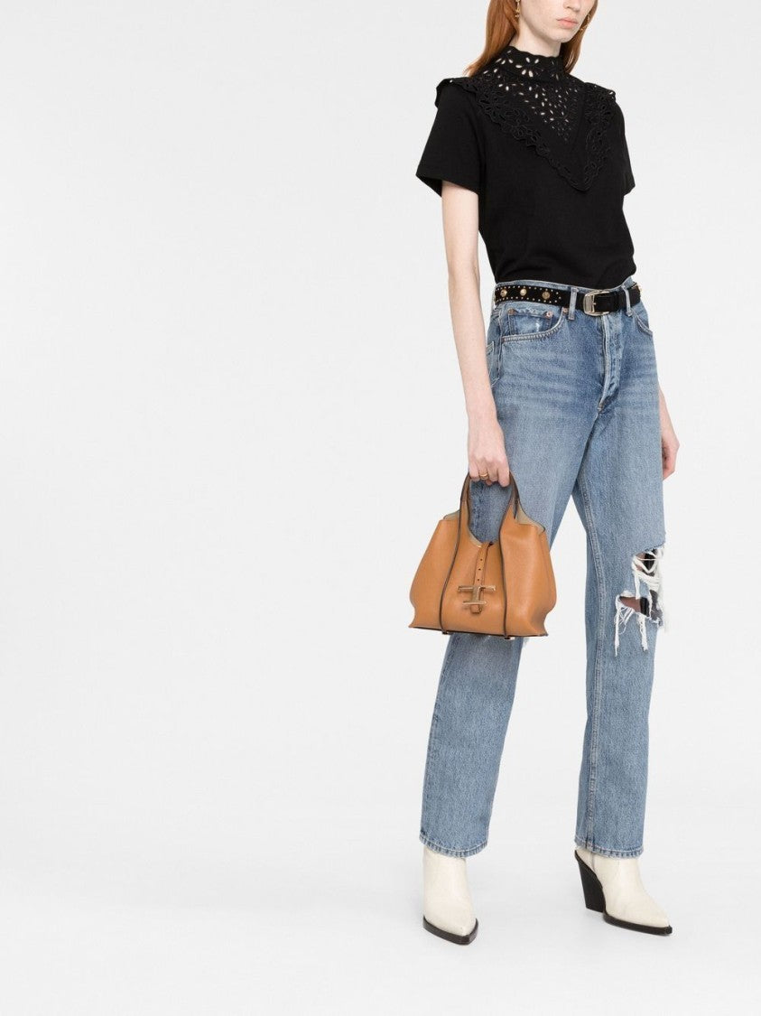 Tod's Structured Handbag With Pebbled Texture And Metallic Clasp