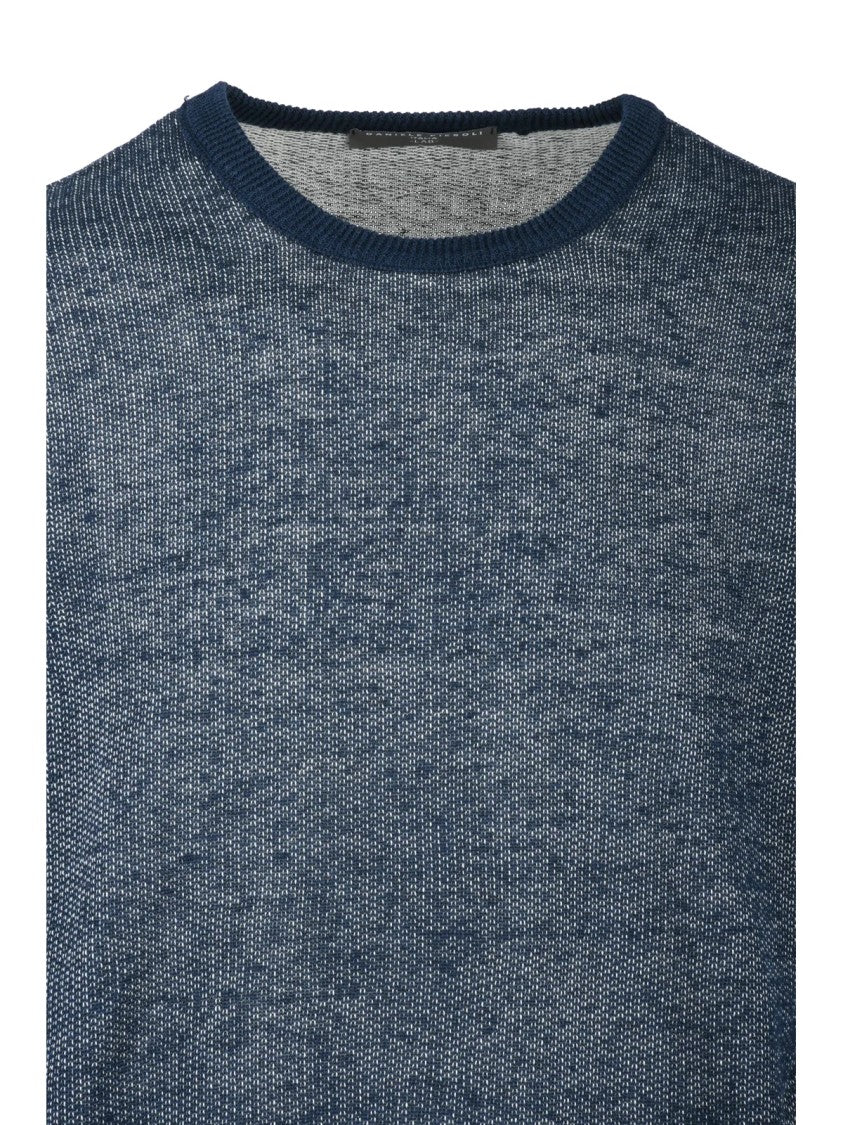 Daniele Fiesoli Blue Textured Linen-Blend Sweater