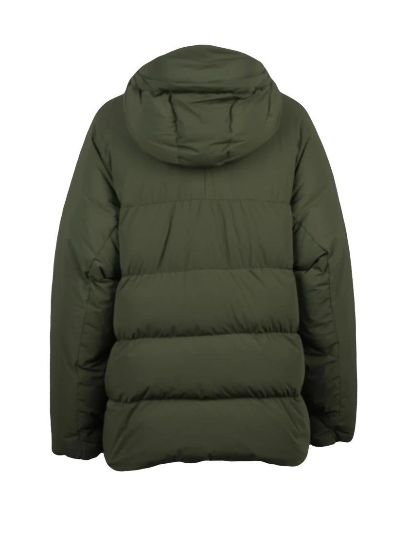 Aspesi Quilted Green Down Jacket With Adjustable Hood And Zip Closure