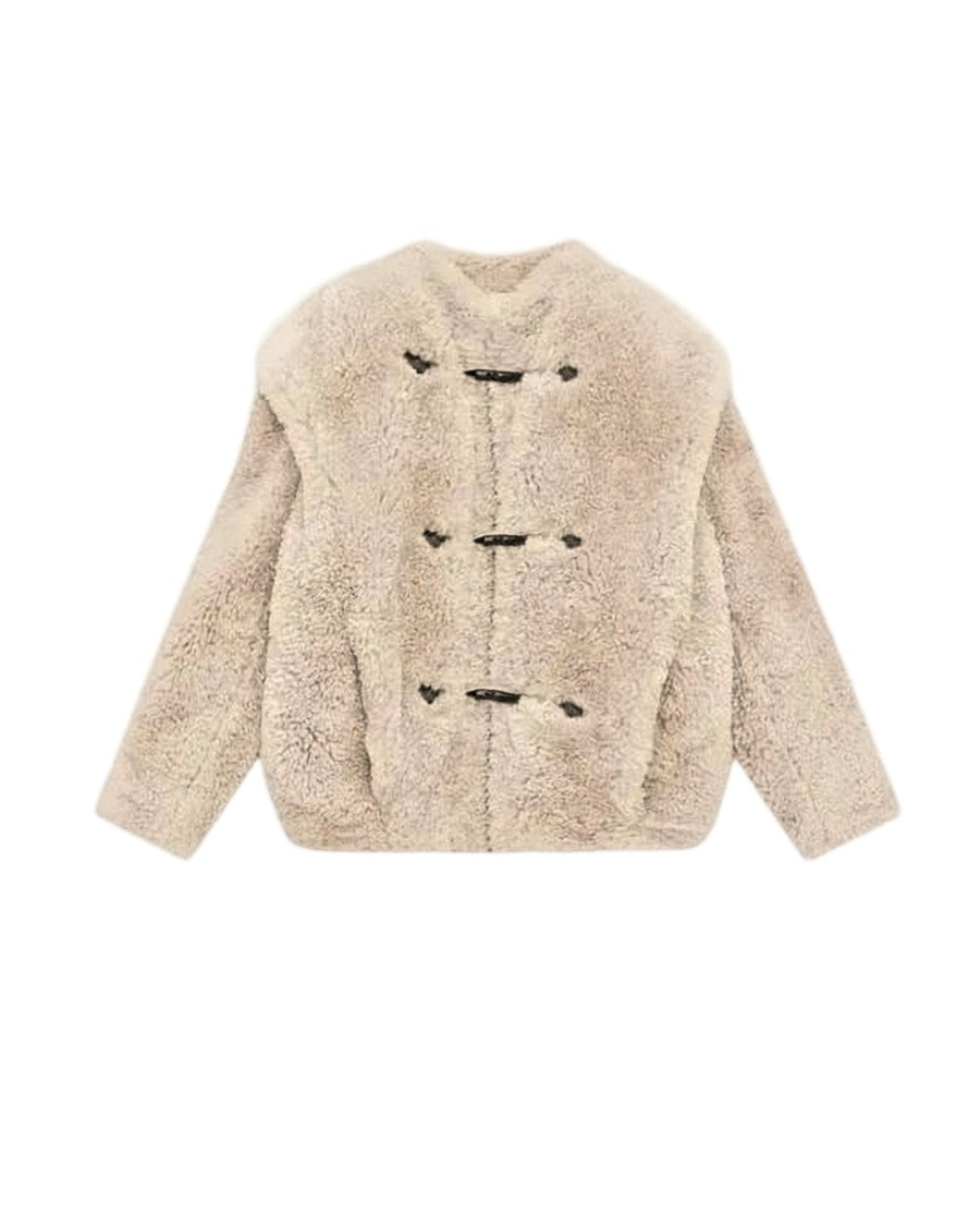 Isabel Marant Boxy Textured Teddy Jacket With Toggle Closure