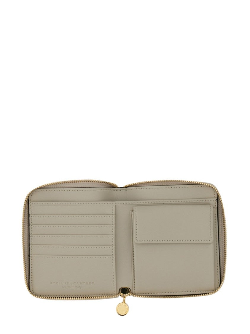 Stella Mccartney Zipped Wallet With Circular Logo And Gold Hardware