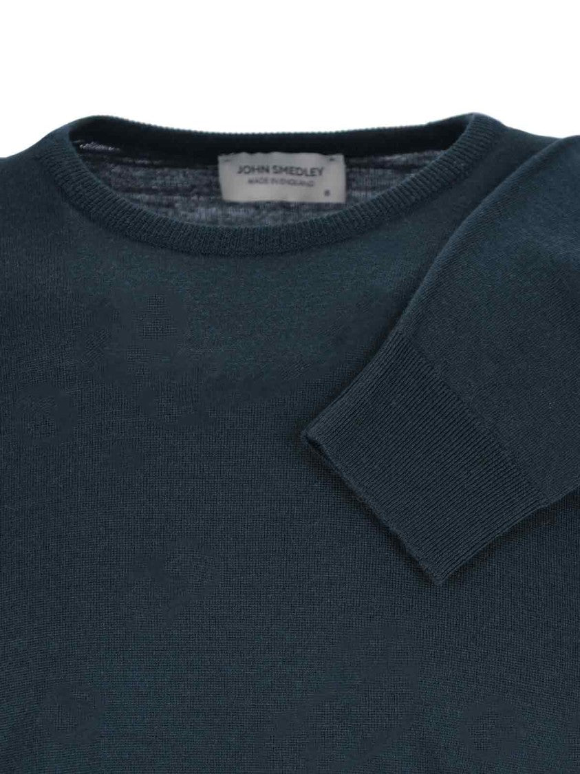 John Smedley Knit Green Sweater With Ribbed Cuffs And Timeless Design