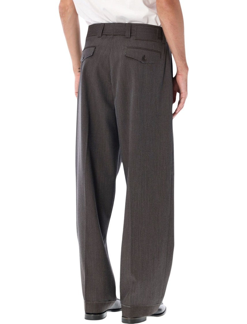 Mfpen High-Waisted Flap Pocket Wide-Leg Trousers