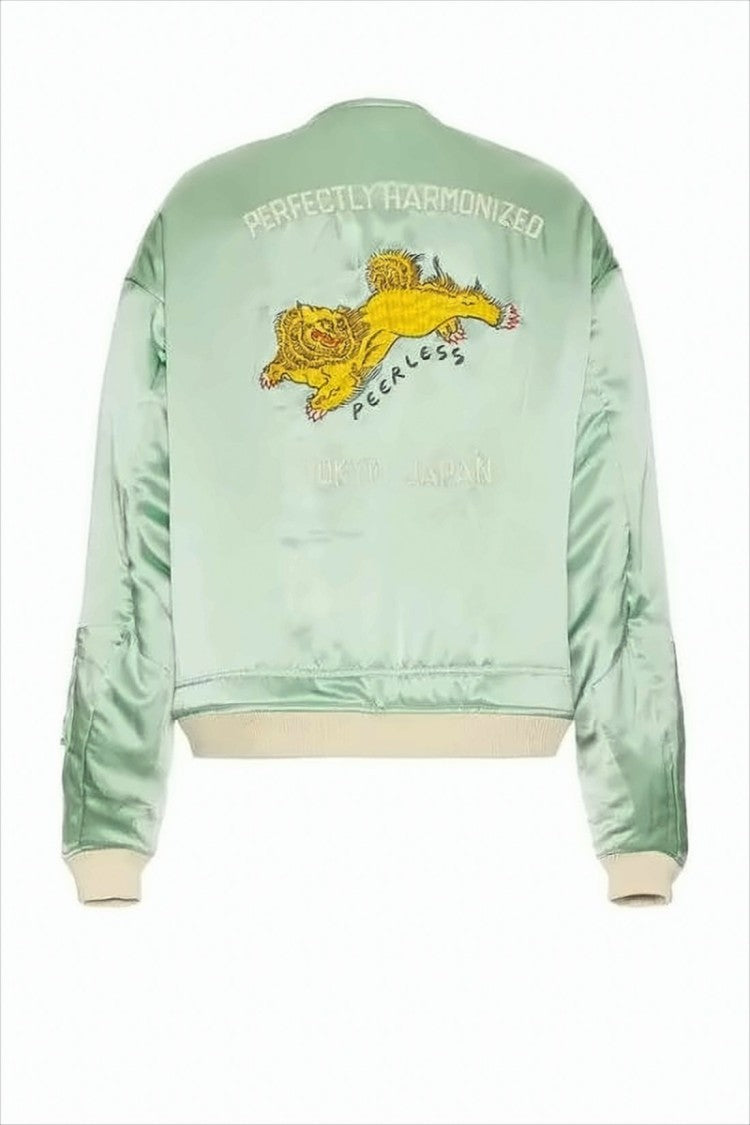 Visvim Reversible Black And Mint Silk Blend Jacket