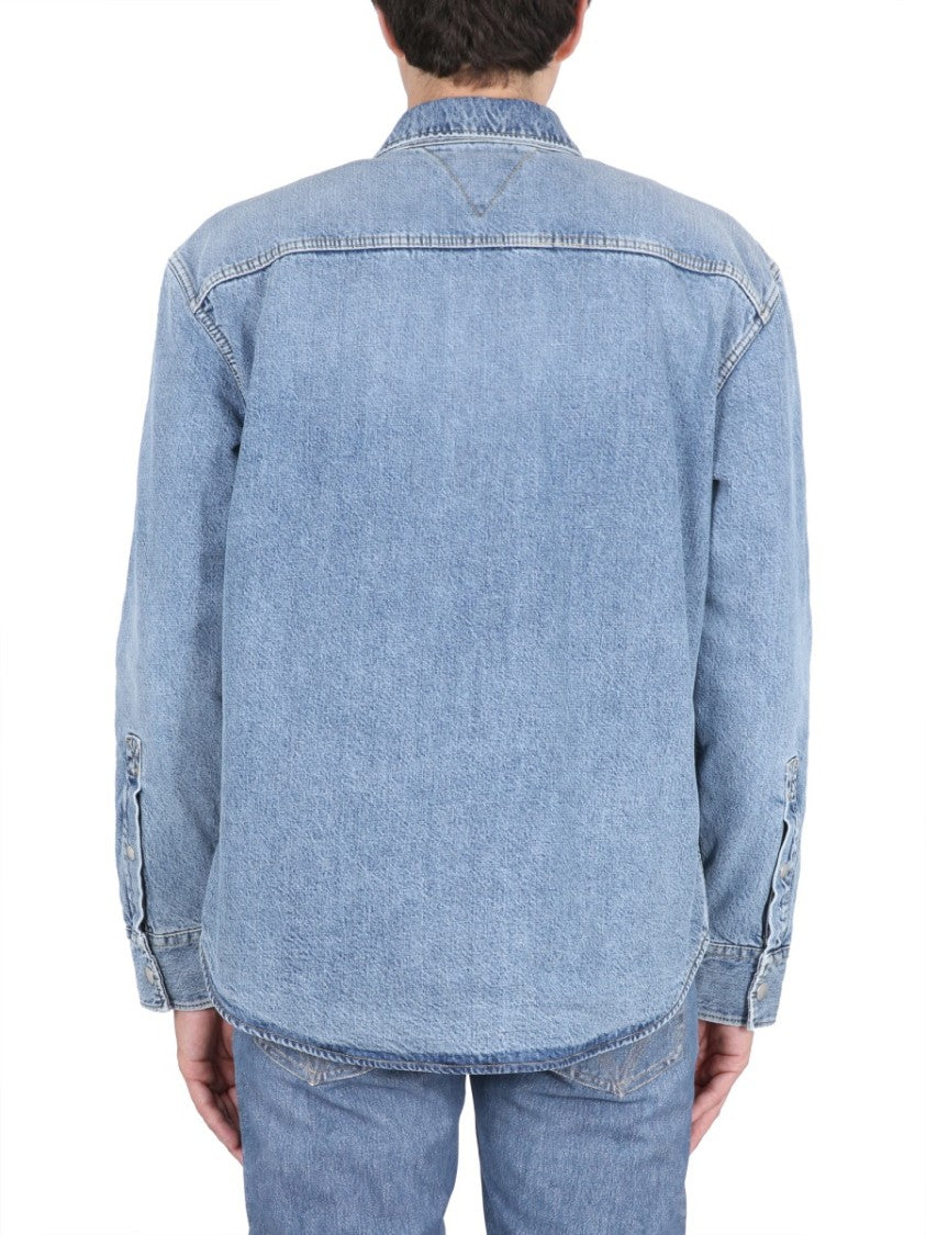 Bottega Veneta Classic Blue Denim Shirt With Structured Silhouette