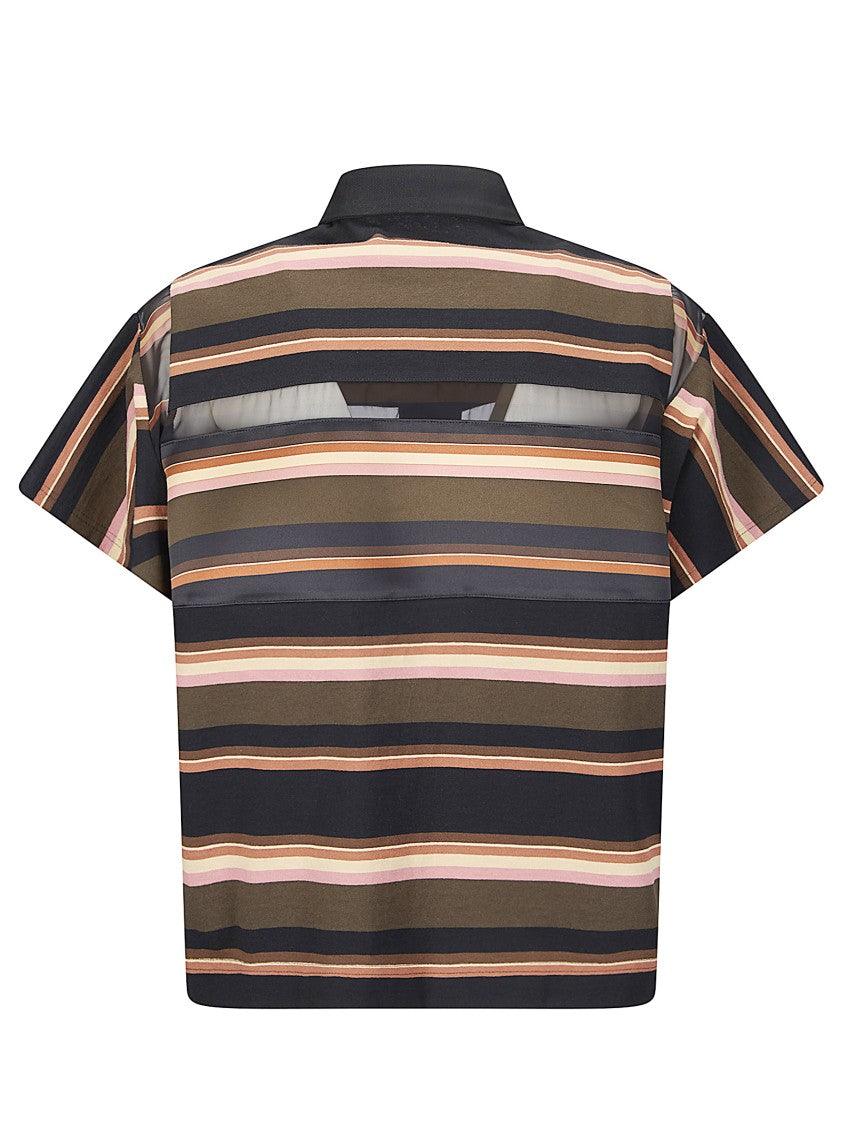 Sacai Horizontal Stripe Shirt With Semi-Transparent Details
