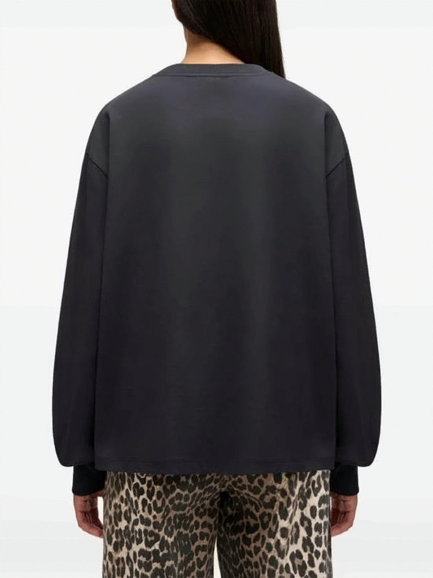 Ganni Long-Sleeved Top With Crew Neckline And Tonal Branding