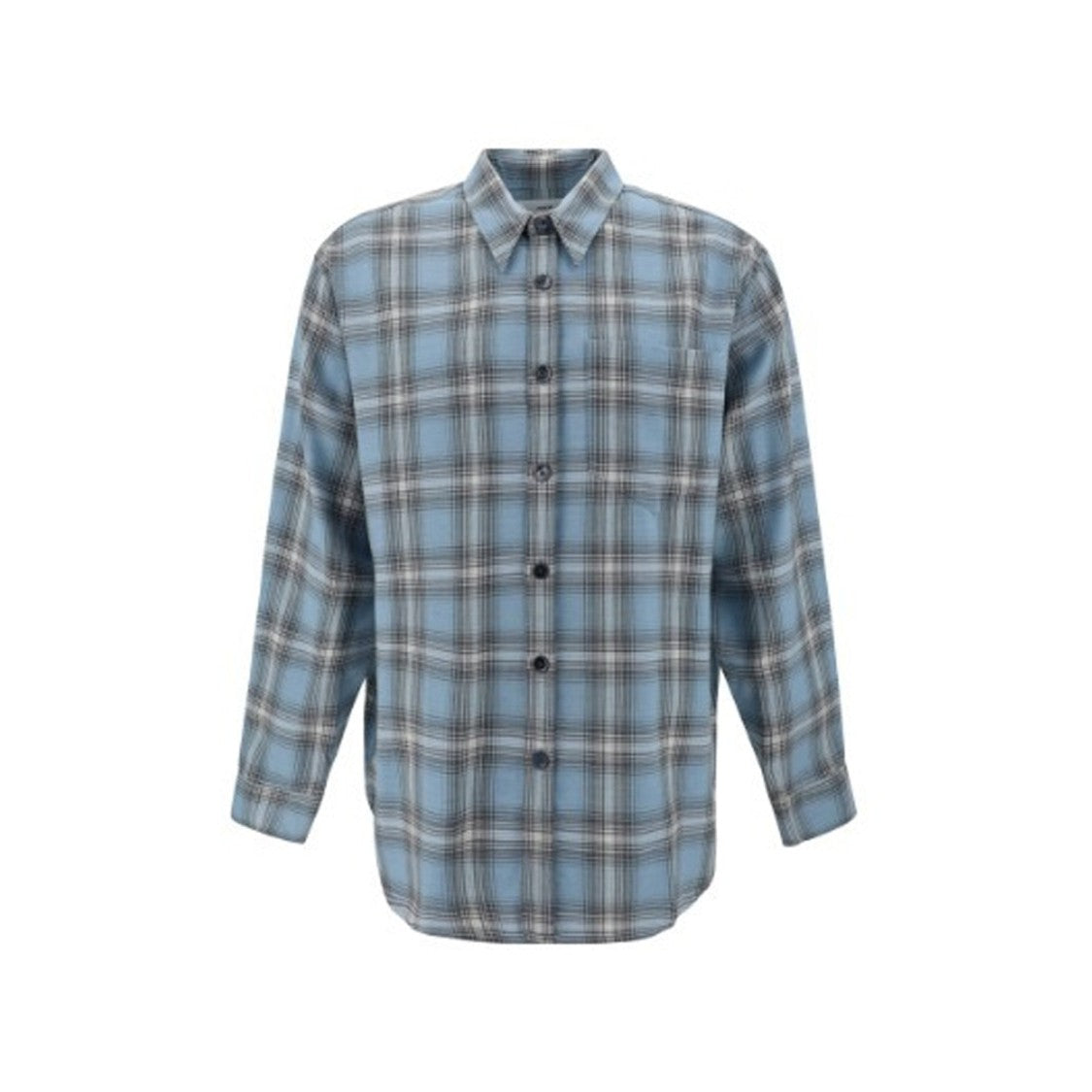Ami Paris Classic Tartan Overshirt In Soft Blue