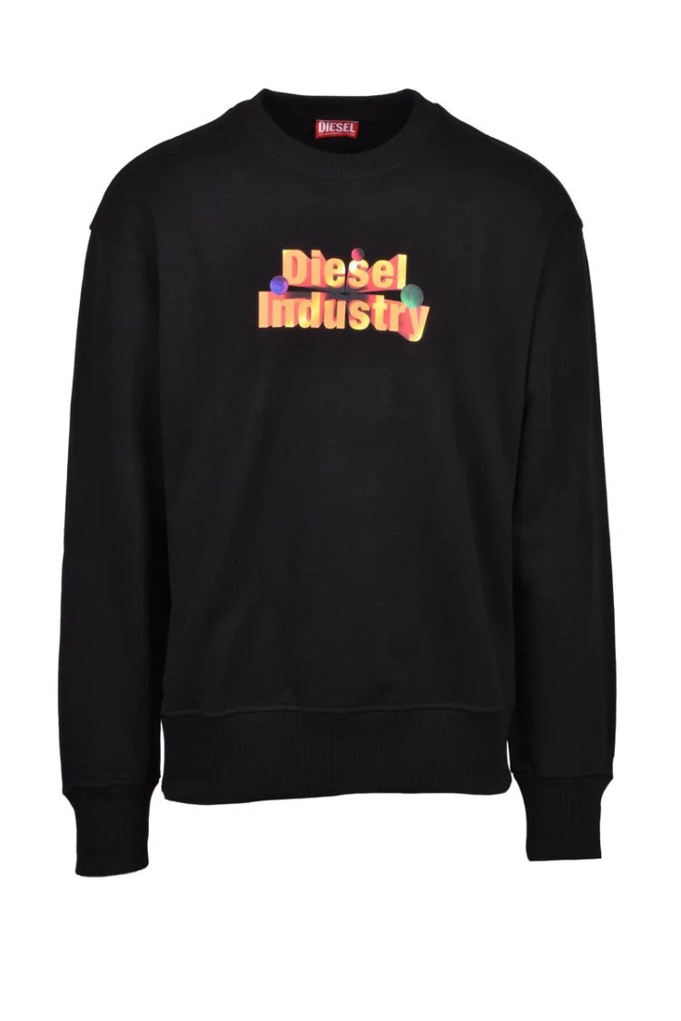 Diesel Black Cotton Men's Crew Neck Sweatshirt