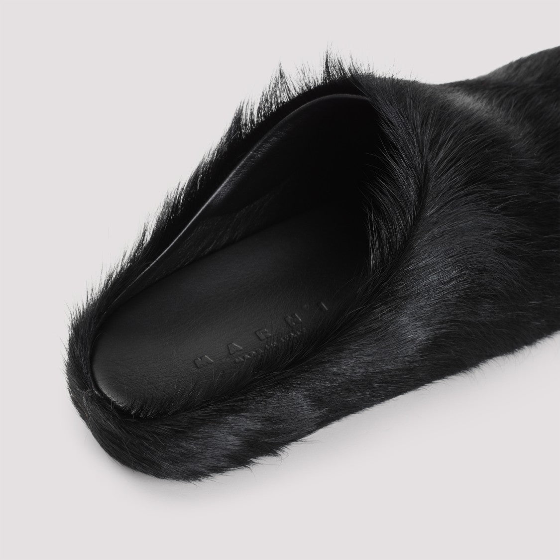 Marni Black Calf Hair Fussbett Sabot