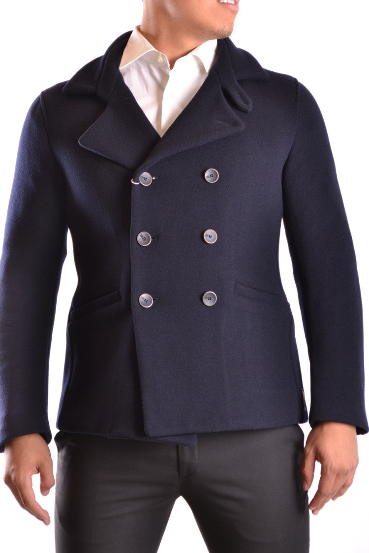 Armani Collezioni Navy Double-Breasted Jacket With Wide Lapel