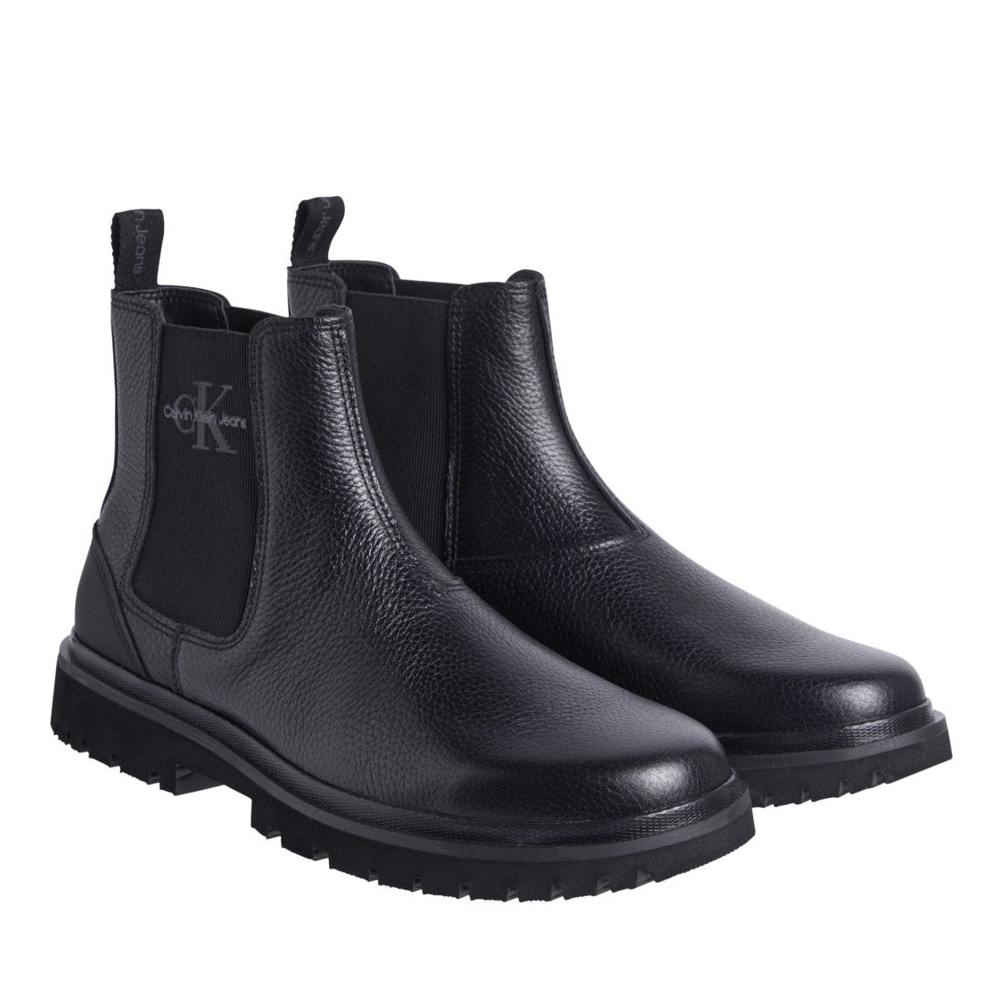Calvin Klein Jeans Eva Black Pebbled Leather Chelsea Boots