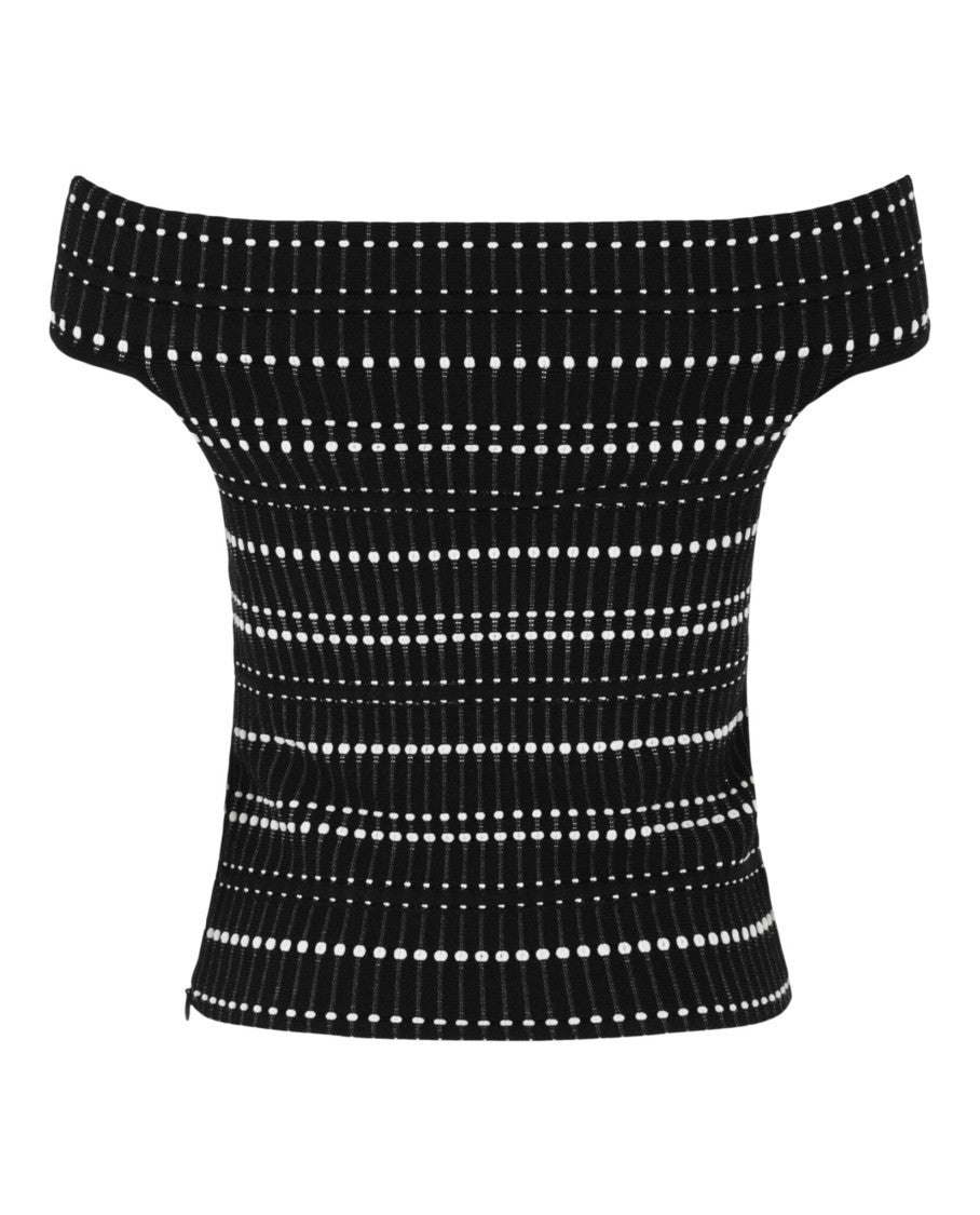 Alexander Mcqueen Off-The-Shoulder Stitch Dot Crop Top