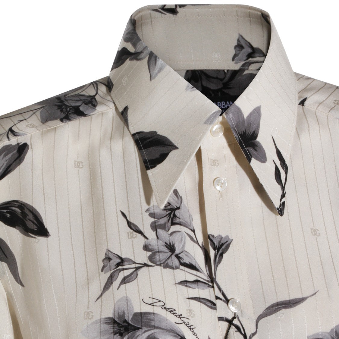 Dolce & Gabbana Monochrome Floral Print Button-Down Shirt