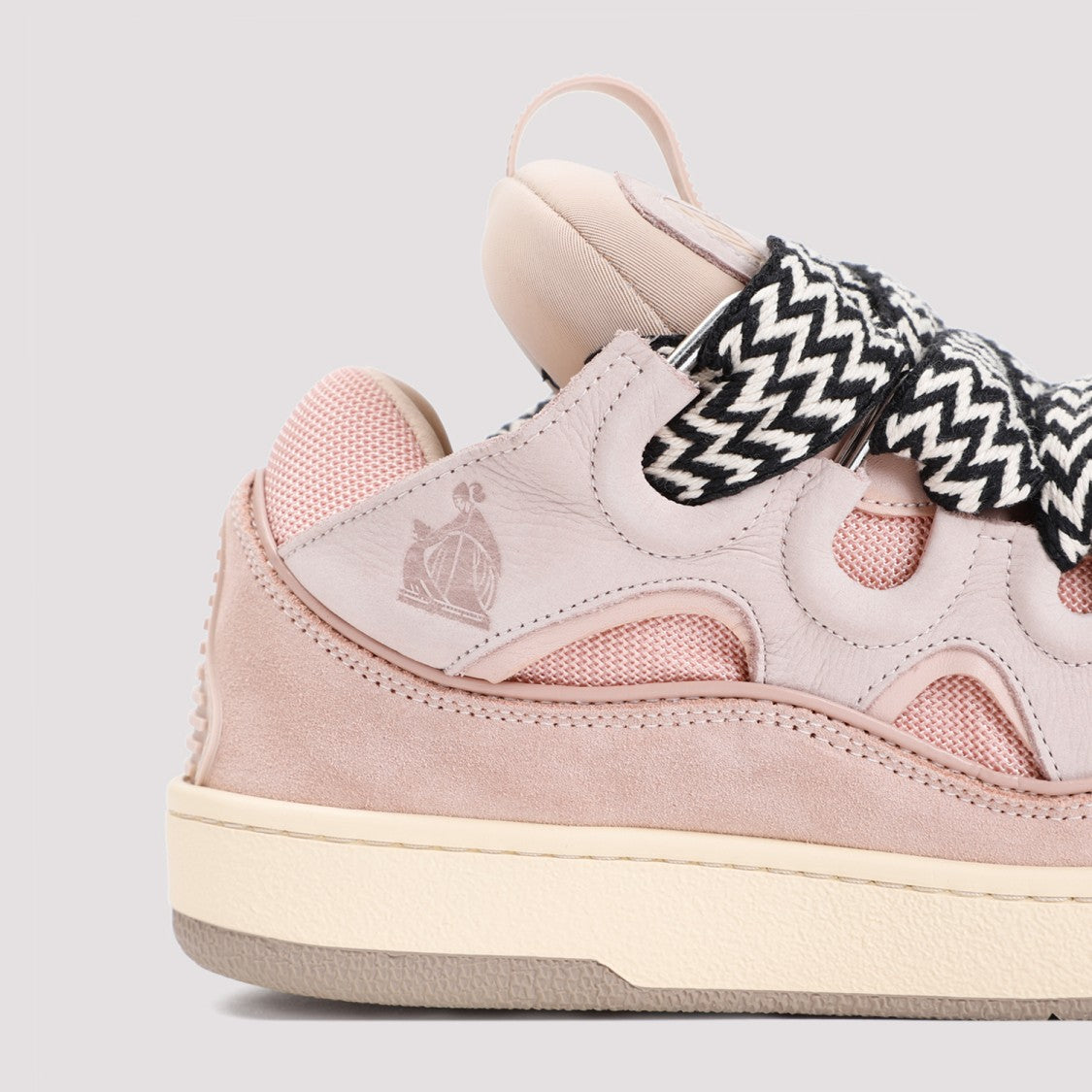 Lanvin Pink Suede Calf Leather Curb Sneakers