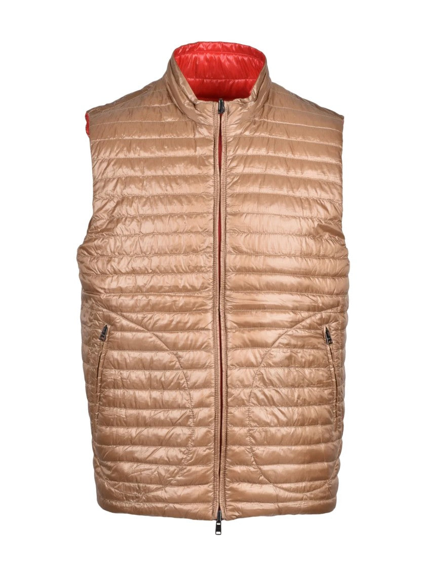 Herno Red/Khaki Polyamide Down Centogrammi Reversible Vest