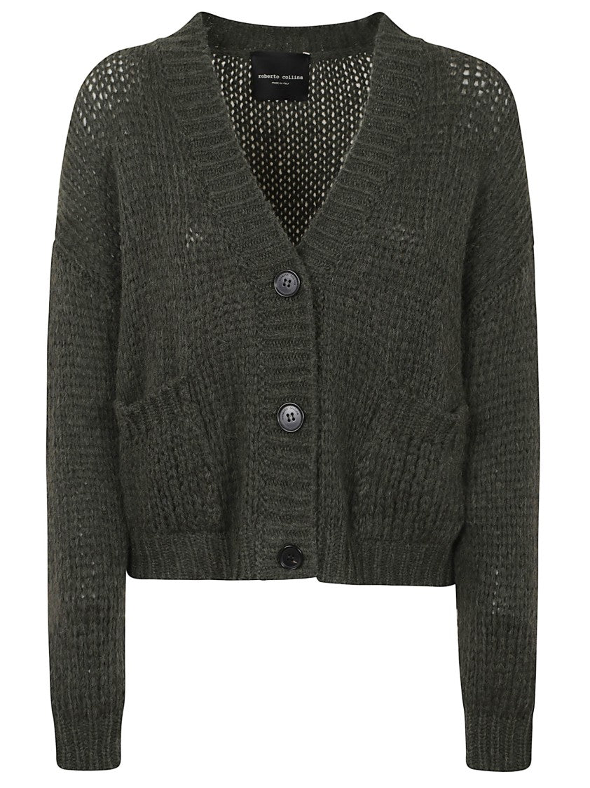 Roberto Collina Boxy Fit Alpaca Wool Cardigan With Button Fastening And Ribbed Details
