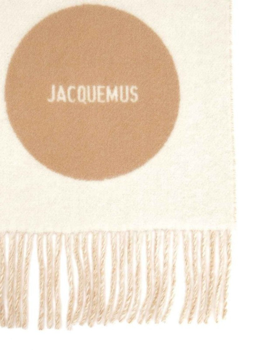 Jacquemus Beige Patchwork Fringed Tassel Scarf