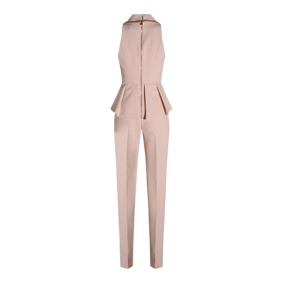 Elisabetta Franchi Satin-Trimmed Peplum Sleeveless Jumpsuit