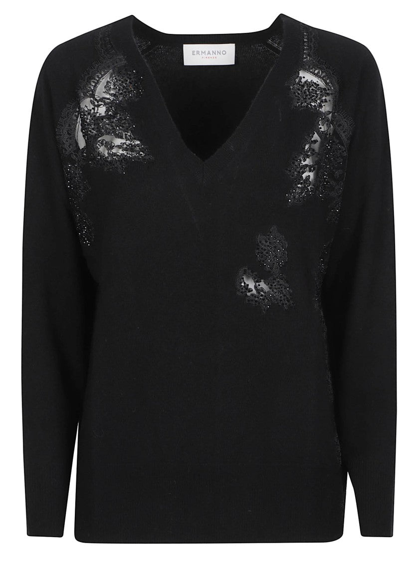 Ermanno Firenze V Neck Deep V-Neck Wool Sweater