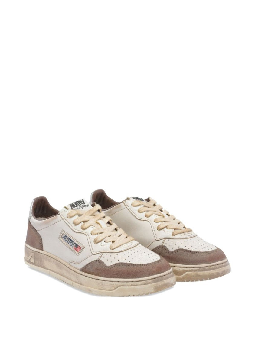 Autry Vintage White Leather Sneakers With Suede Accents