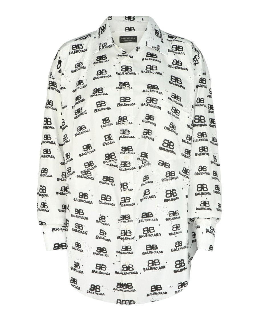 Balenciaga Hand Drawn Bb Icon Poplin Swing Shirt