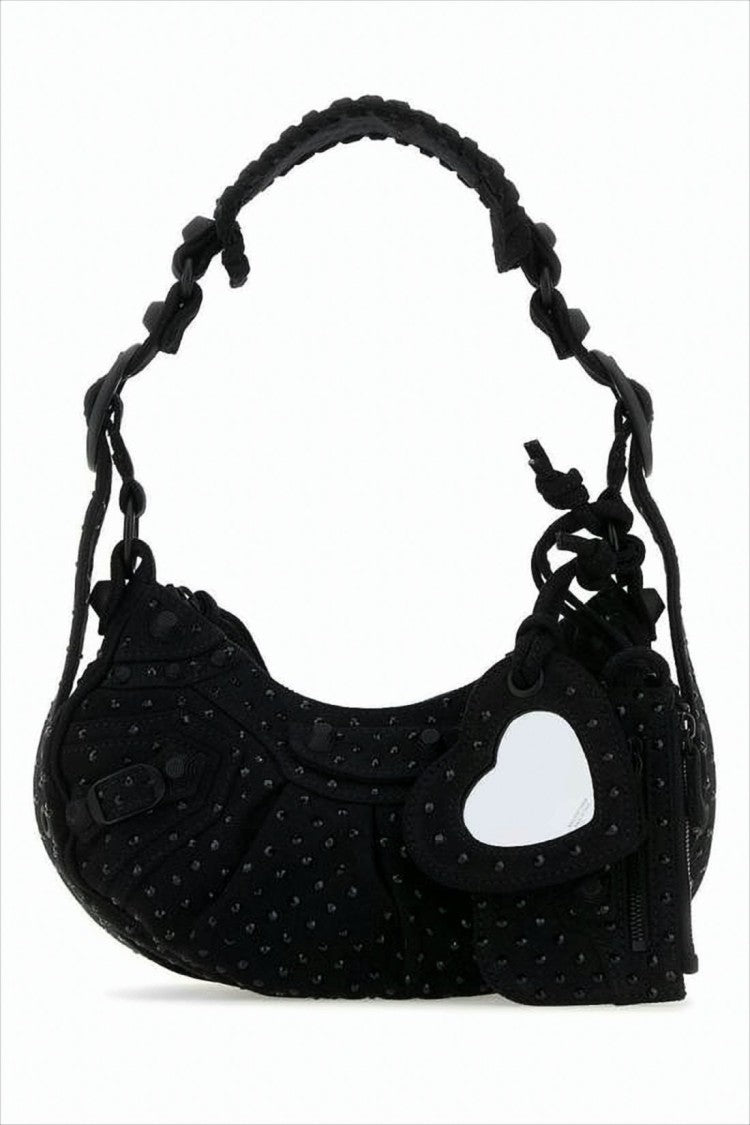 Balenciaga Crescent-Shaped Balenciaga Shoulder Bag With Textured Surface And Charm Detail