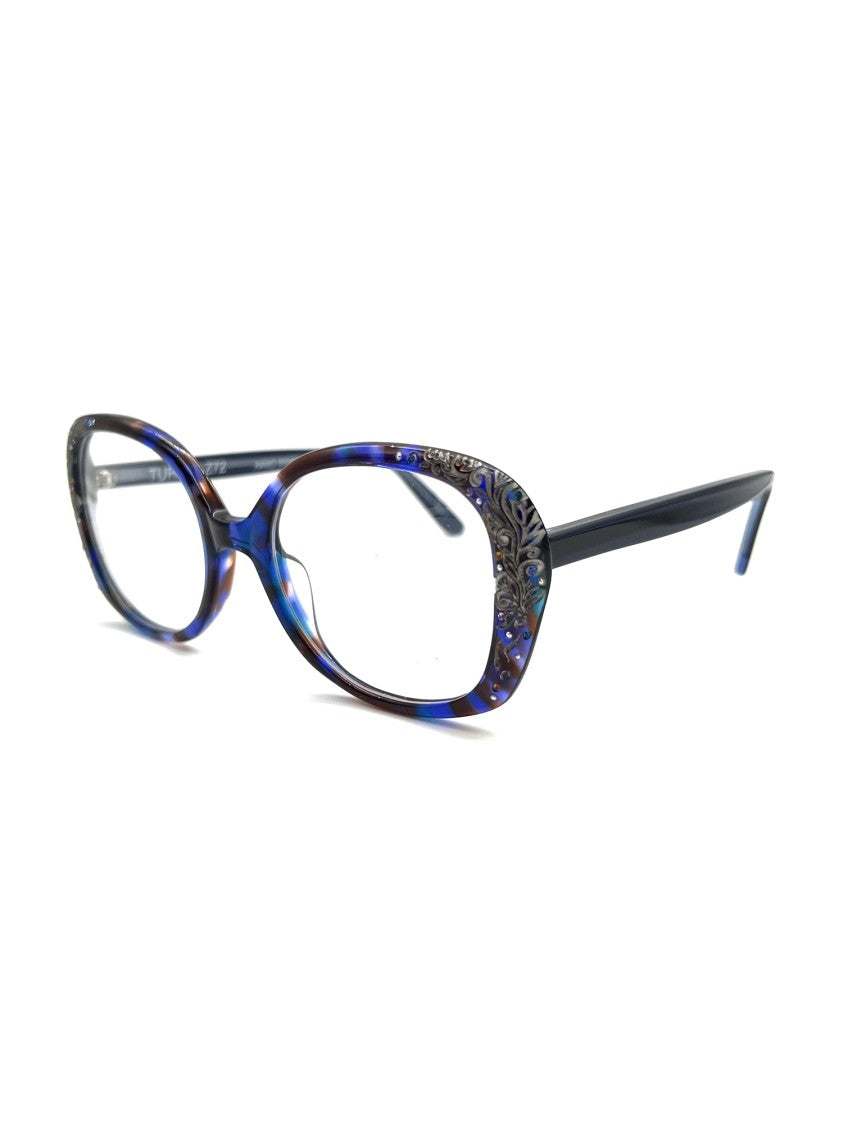 Francis Klein Blue Turin Oversized Cat-Eye Frames