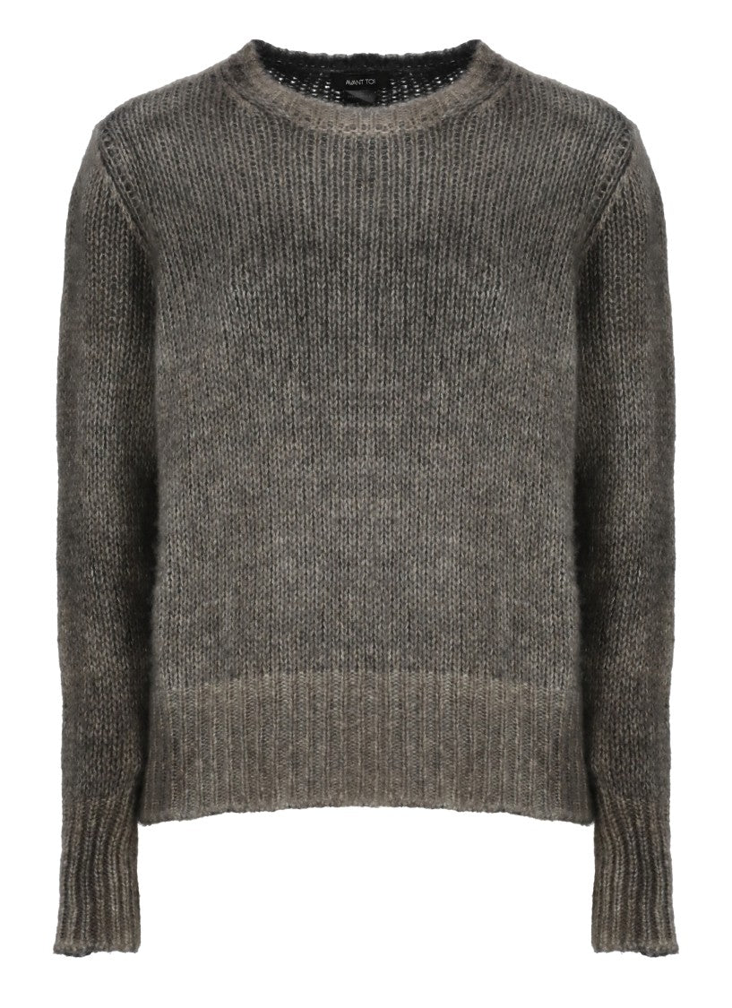 Avant Toi Melange Cashmere Sweater With Braided Pattern And Ribbed Details