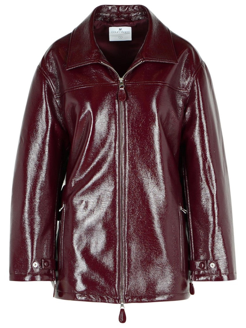 Courrèges 'Vinyl' Burgundy Cotton Blend Jacket