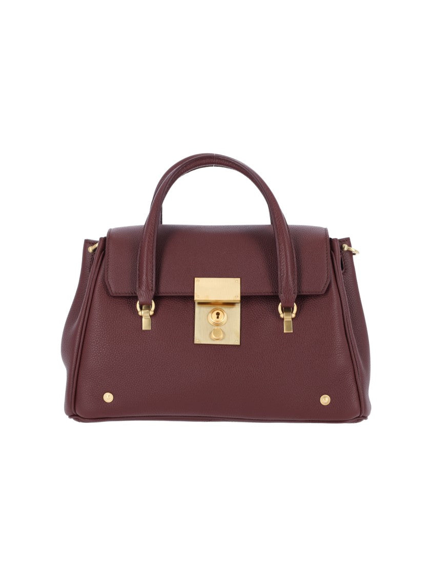 Thom Browne Bolton Bordeaux Leather Studded Small Tote Bag