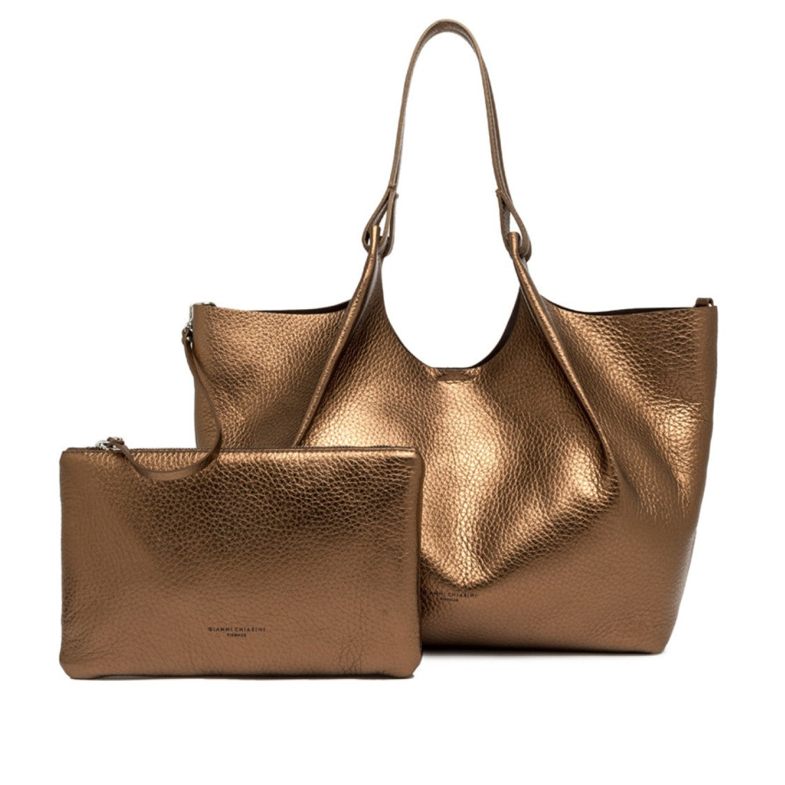 Gianni Chiarini Copper Dua Bag With Dark Brown Interior