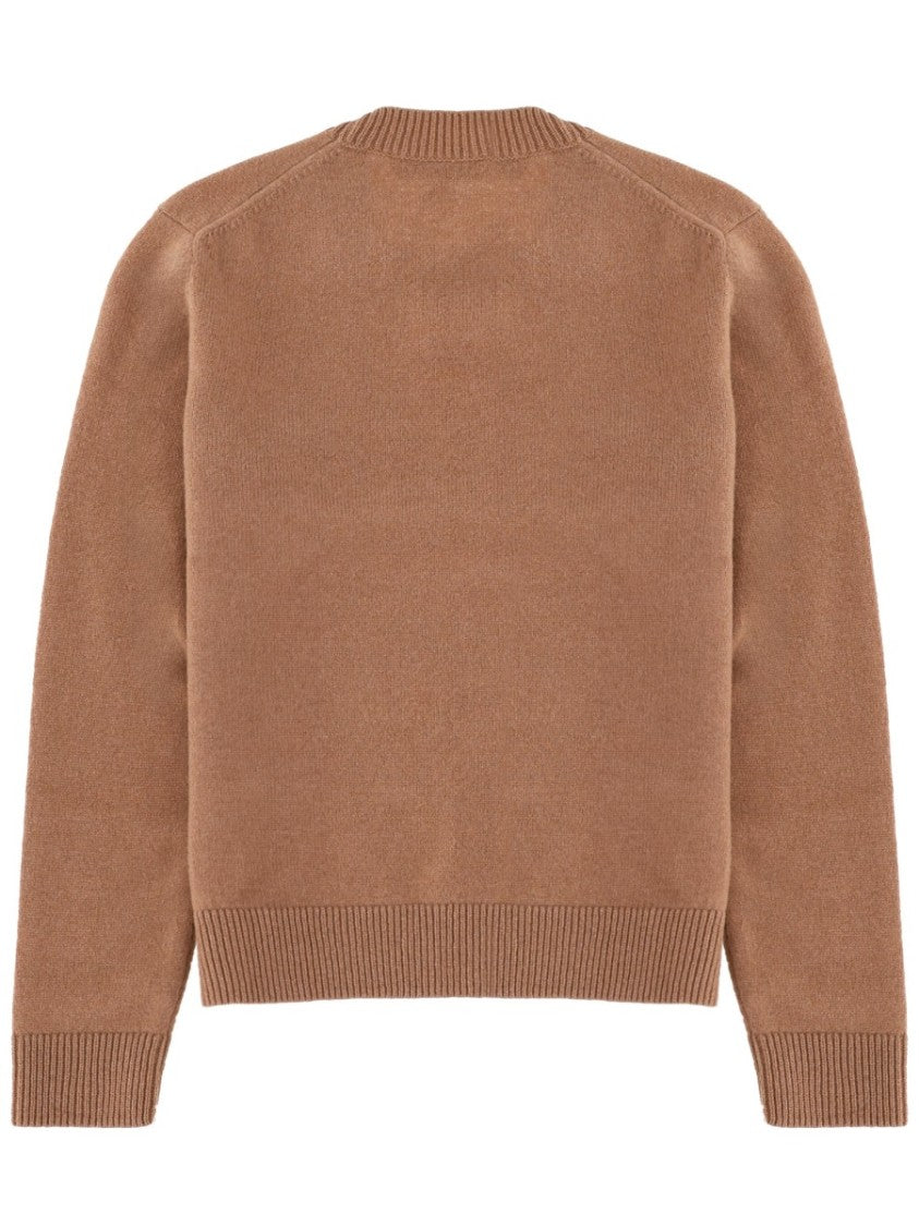 Maison Kitsuné Rich Brown Baby Fox Lamb Wool Sweater