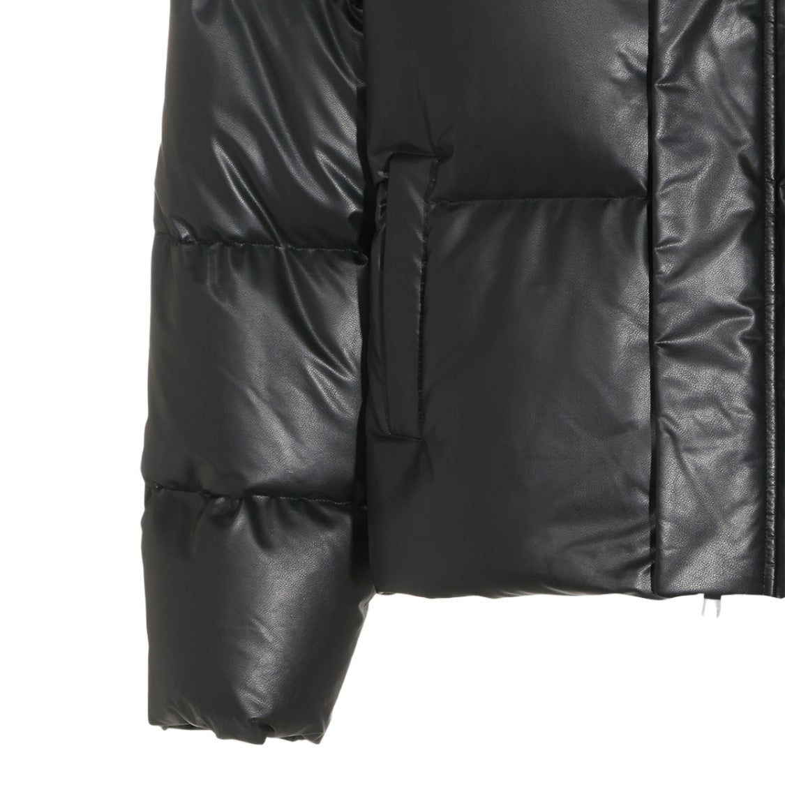 Mm6 By Maison Margiela Glossy Leather-Finish Puffer Jacket With High Collar