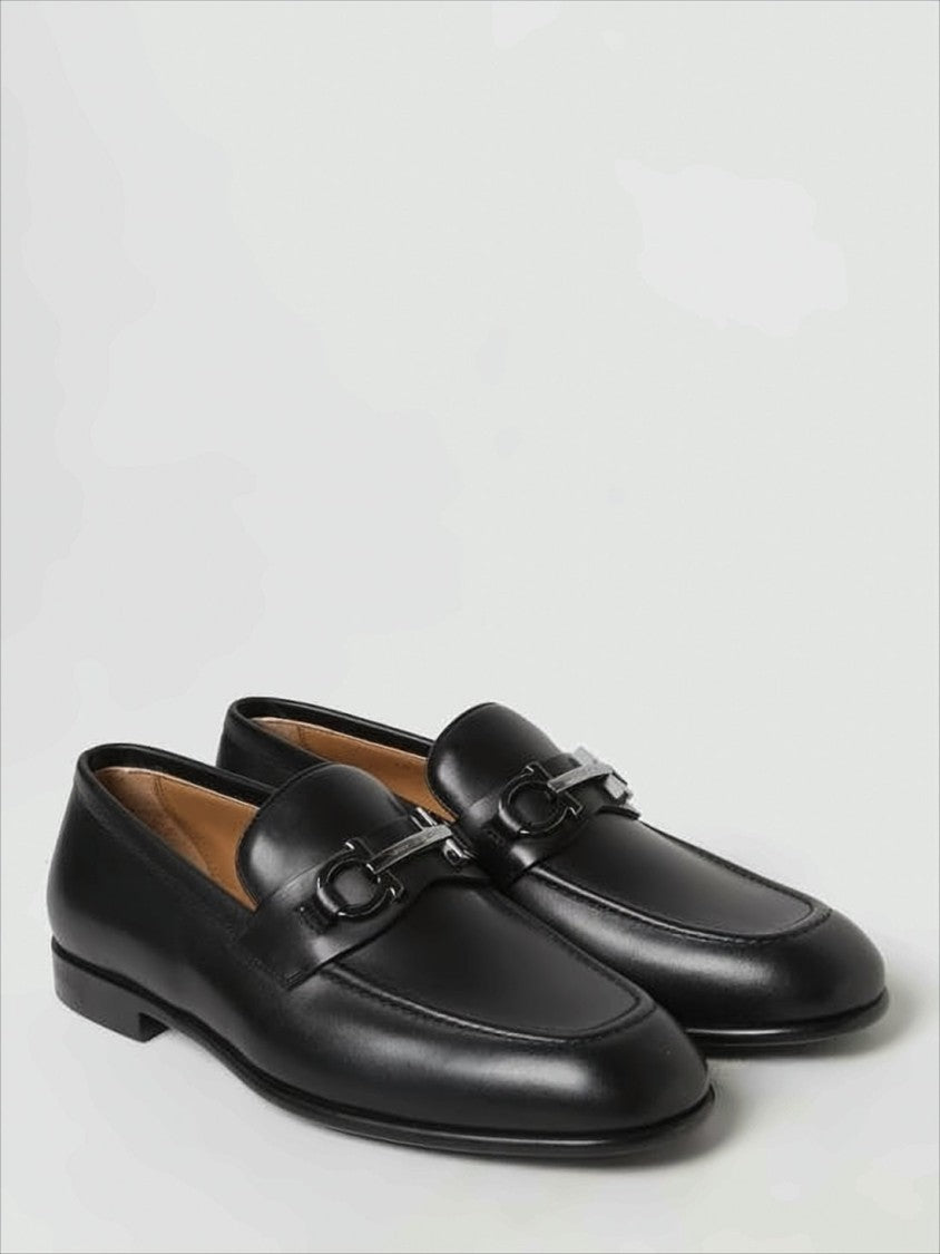 Ferragamo Calf Leather Loafers With Metal Bit Detail