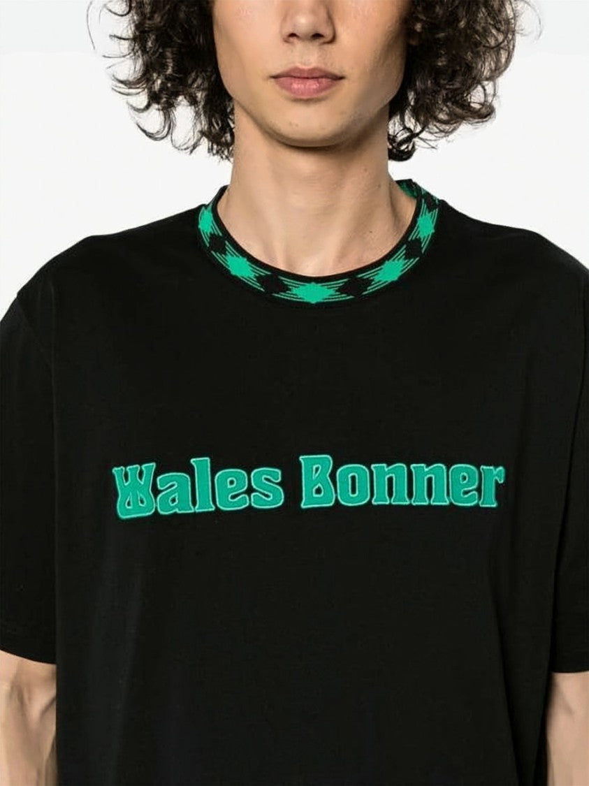 Wales Bonner Relaxed Fit Short-Sleeve T-Shirt With Checkered Neckline Detail