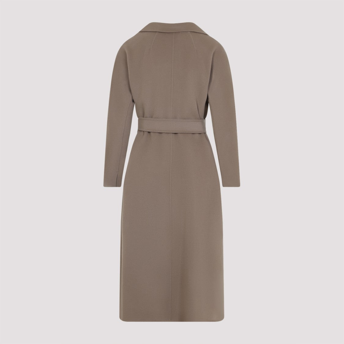 Max Mara Nude Wool Coat With Tailored Silhouette And Belted Waist