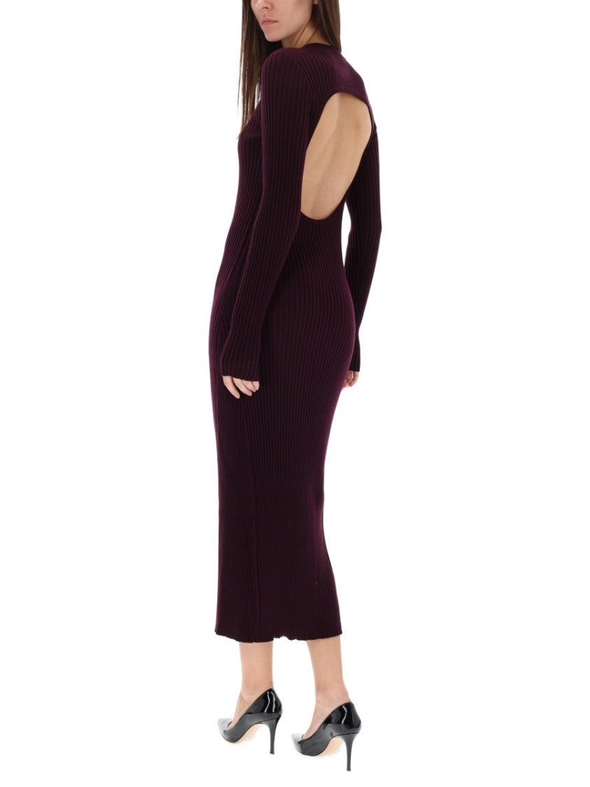 Helmut Lang Ribbed Open Back Midi Dress
