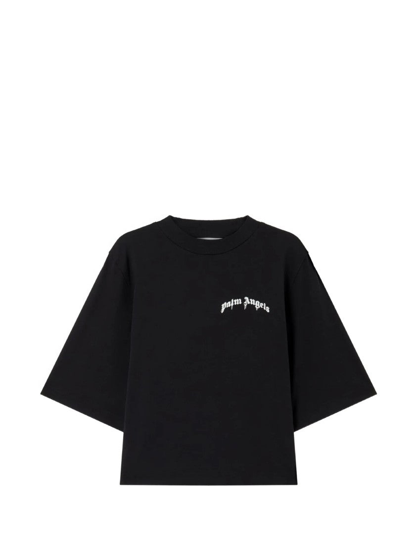 Palm Angels Black Mini Curved Logo Boxy Tee