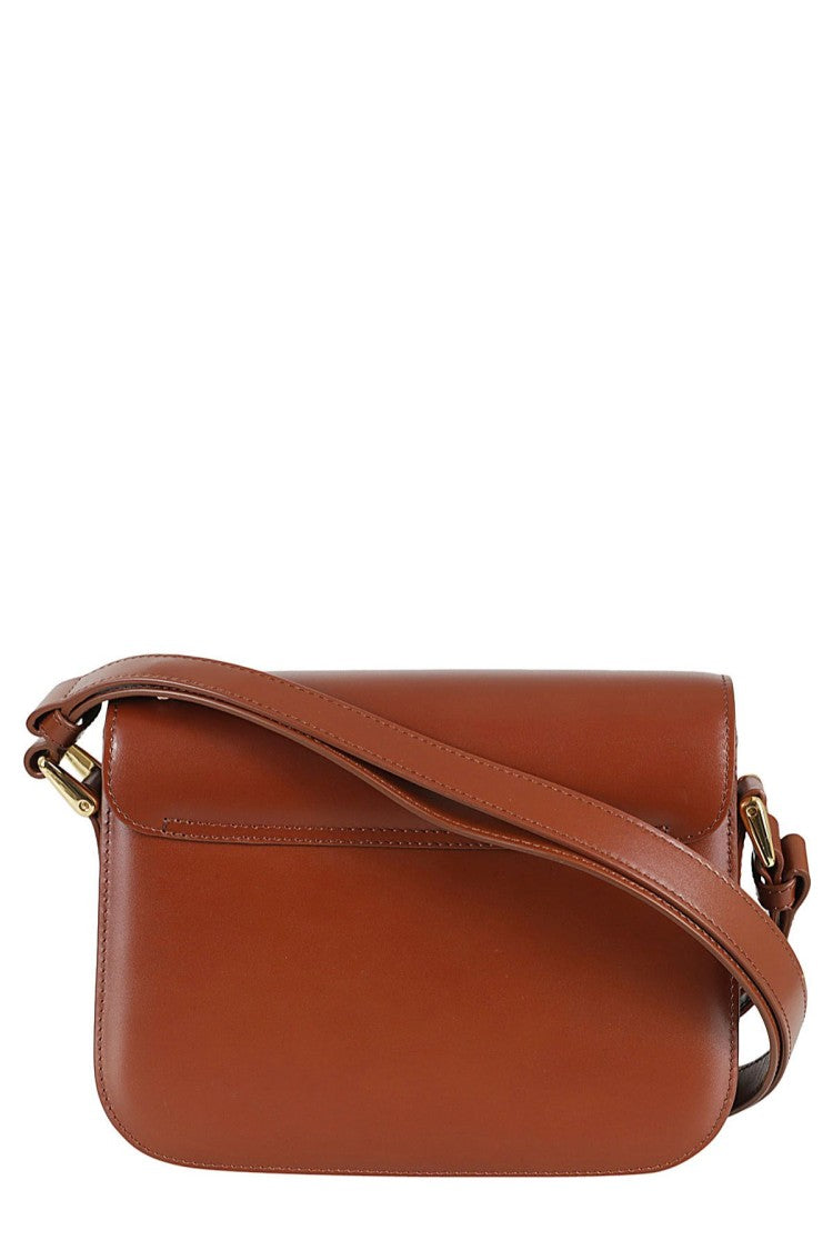 A.P.C. Brown Grace Small Engraved Logo Leather Shoulder Bag